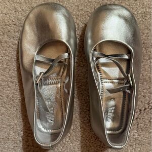 Zara Silver Kids Ballet Flats